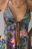 Floral Halter Tie-Front Tank
