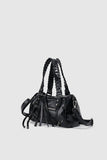 Braided Handle Studded Barrel Bag