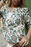Floral Zip-Front Bomber Jacket