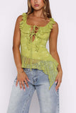 Lace-Up Asymmetrical Tank Top