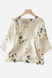 Button-Front Floral Blouse