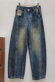 High-Waist Faded Barrel Jeans