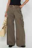 High-Waist Wide-Leg Cargo Casual Pants