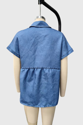 Button-Front Short Sleeve Top