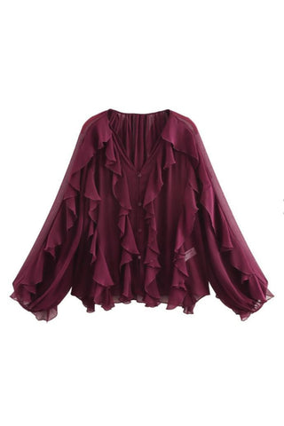 Ruffle Puff Sleeve Blouse