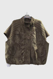 Knit Shoulder Suede Mock Neck Vest