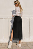 High-Waist Side-Slit Midi Skirt
