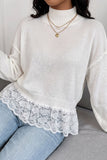 Mock Neck Lace Hem Knit Sweater