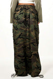 Rhinestone Camo Drawstring Cargo Pants