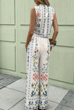 Floral Pattern Tie-Front Pants Set