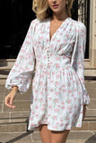 Floral Long-Sleeve Casual Dress