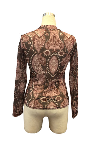 Paisley Print Mock Neck Blouse