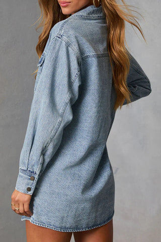 Oversized Button-Front Denim Shirt