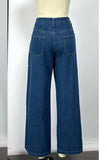 Button-Accent Wide Leg Jeans