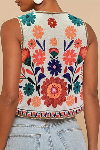 Floral Vest with Tie Closure