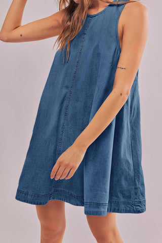 Open-Back Denim Swing Dress