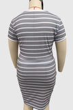 Striped Short-Sleeve Casual Dress