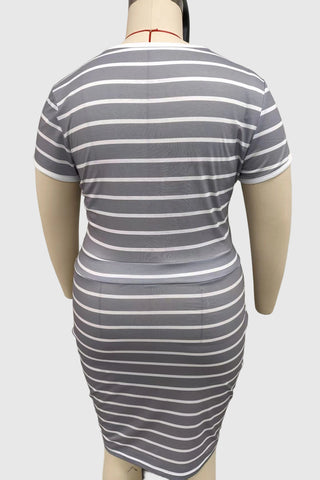 Striped Short-Sleeve Casual Dress