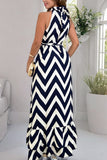 Chevron Pattern Halter Maxi Dress