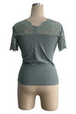 Scalloped V-Neck Lace Tee