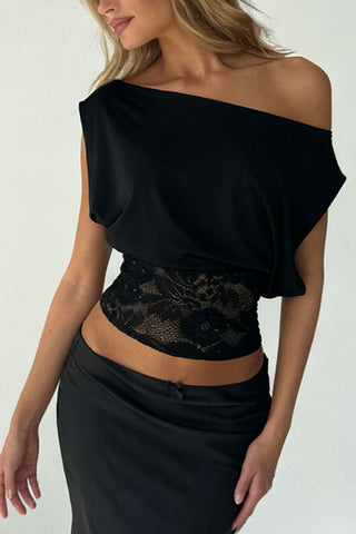 Asymmetric Lace Trim Tank Top