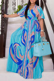 Flowing Abstract Print Maxi Dress