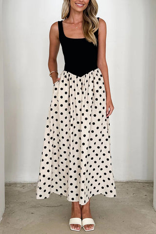 Polka Dot Patchwork Midi Dress