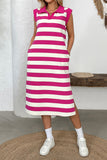 Striped Polo Neck Casual Dress