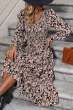 Printed Long-Sleeve Casual Dress