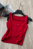 Square Neck Letter Graphic Tank Top