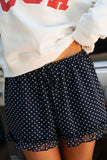 Polka Dot Ruffle Hem Casual Shorts