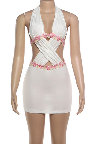 Cross-Front Halter Mini Dress