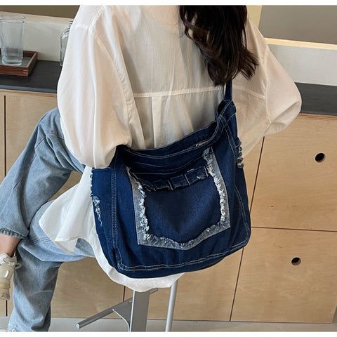 Distressed Patch Shoulder Bag