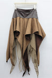 Faux Leather Wrap Asymmetrical Midi Skirt
