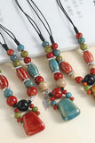 Multicolor Beaded Stone Pendant Necklace