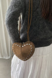 Studded Heart Shape Crossbody Bag