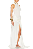 Mock Neck Sleeveless Ruched Maxi Casual Dress