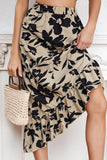 Floral Ruffled Midi Skirt