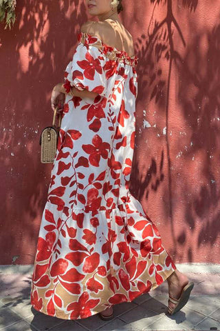 Off-Shoulder Floral Vacation Dress