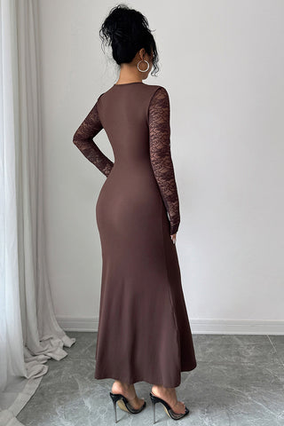 Lace Sleeve Slit Dress