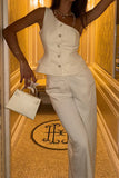 Asymmetric Button-Front Pants Set