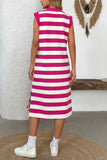 Striped Polo Neck Casual Dress