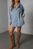 Oversized Button-Front Denim Shirt