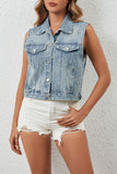 Pearl-Embellished Denim Vest