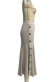 Button-Front Maxi Skirt