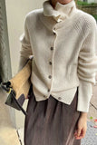 High-Neck Button Cardigan