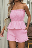 Strapless Shirred Short Set