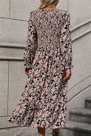 Printed Long-Sleeve Casual Dress