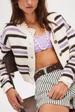 Striped Button-Front Cardigan