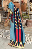 One-Shoulder Geometric Vacation Dress